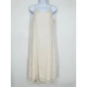 Fiori di Zucca Vintage 90's Silk Dress Floral Embroidered Midi Cottagecore Slip
